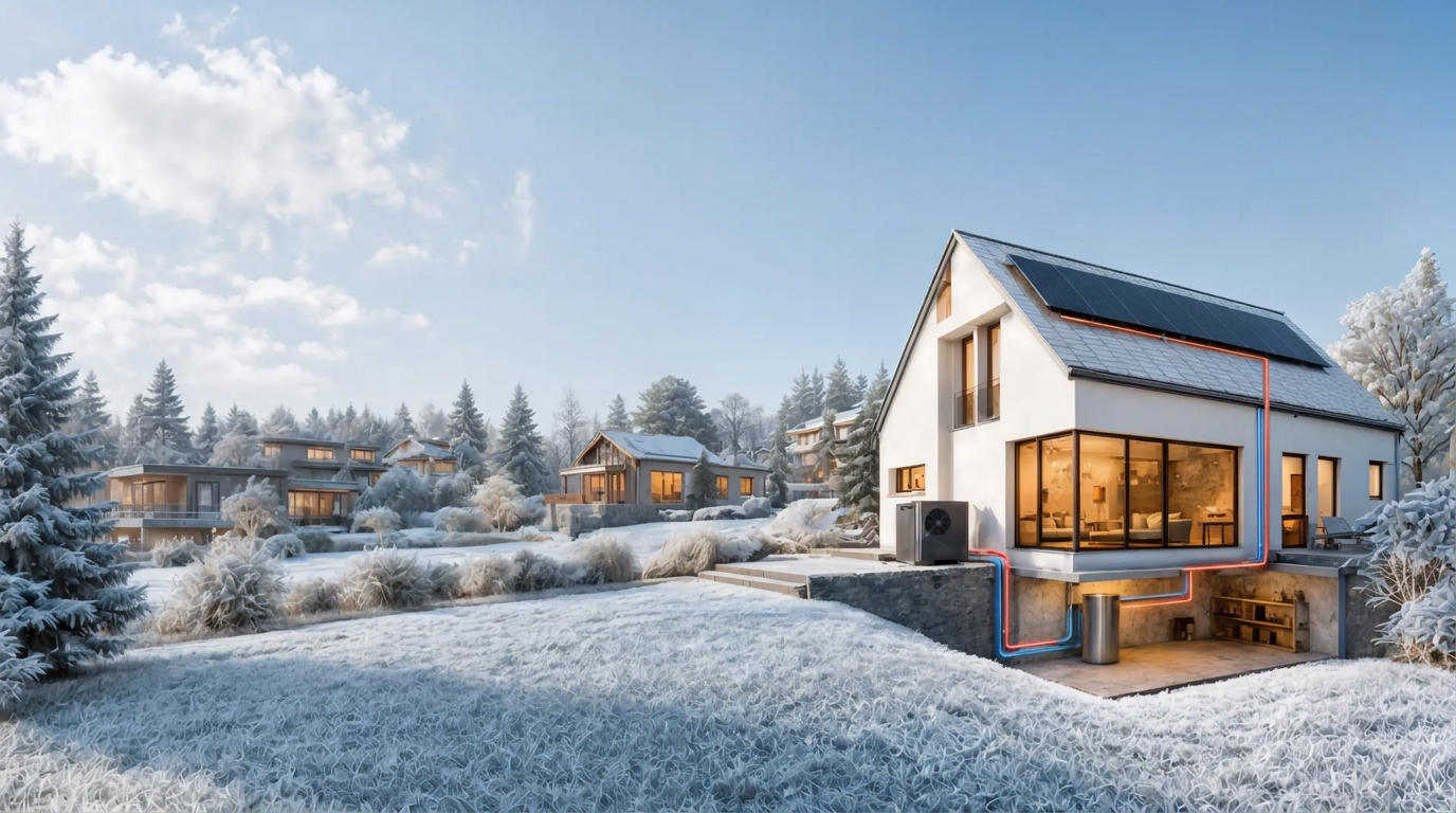 Winterlandschaft mit Wohnsiedlung bei Weil der Stadt